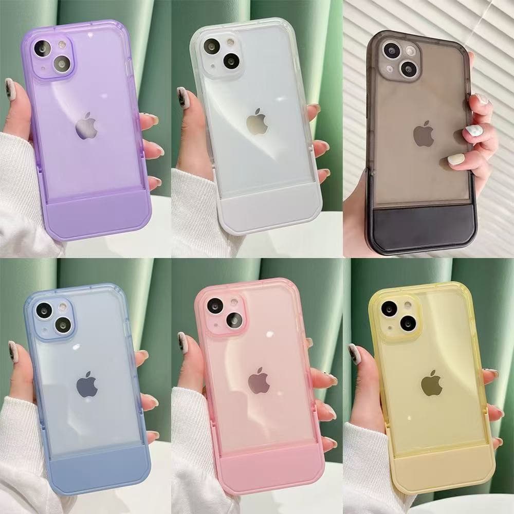 Invisible Stand Phone Case Compatible with iPhone 17 Transparent 16 Pro Max Foldable 15 Wholesale iPhone 14 Silicone 13