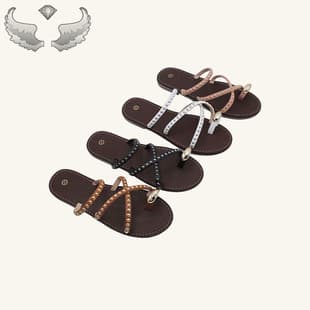 Africa Cross-Border Direct Wholesale Summer Women's Fashion Metal Embellished Flip Flops Ladies Slippers In Stock