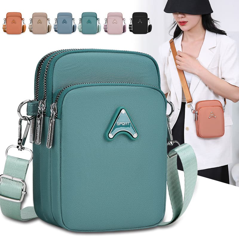 Multi-layer Zipper Crossbody Bag Solid Casual Small Square Bag Fashion Women's Shoulder Bag Lipstick Key Women's Bag