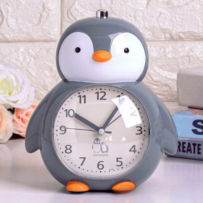 Little Penguin Student Cartoon Creative Silent Night Light Bedroom Headboard Talking Children's Music Multifunctional Alarm Clock