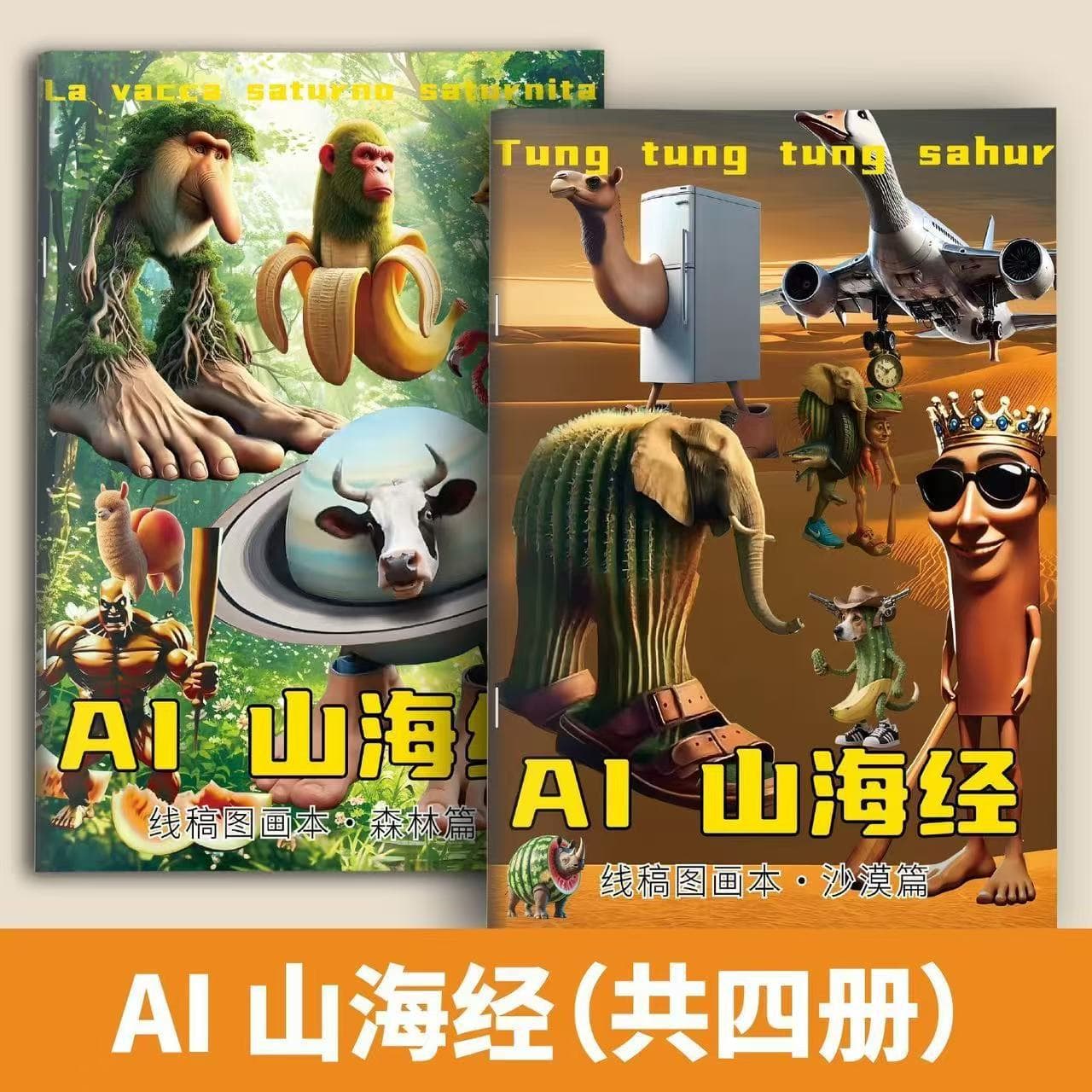 Foreign Shan Hai Jing Tracing Book Series Tongtongge Stickman Forest Edition Picture Book Shark Coloring Picture Book Wholesale
