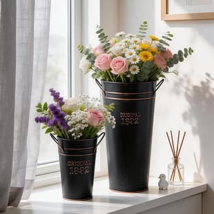 Factory Direct Vintage Iron Flower Bucket, Home Awakening Bucket, Flower Shop Fresh Flower Arrangement Bucket, Tinplate Deep Water Flower Bucket