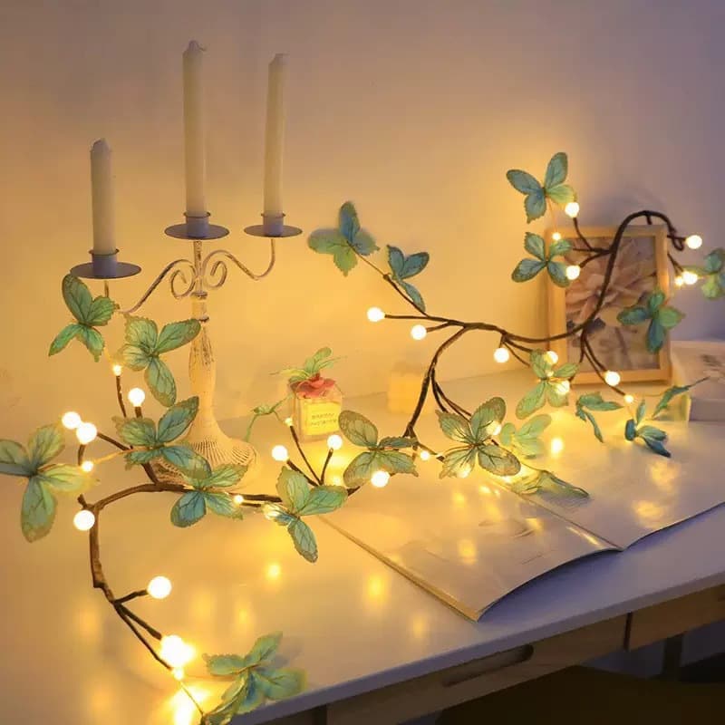 LED Bendable Butterfly Vine Tree Light Bedroom Wall Decorative Light LED Butterfly Leaf Vine Branch Light String