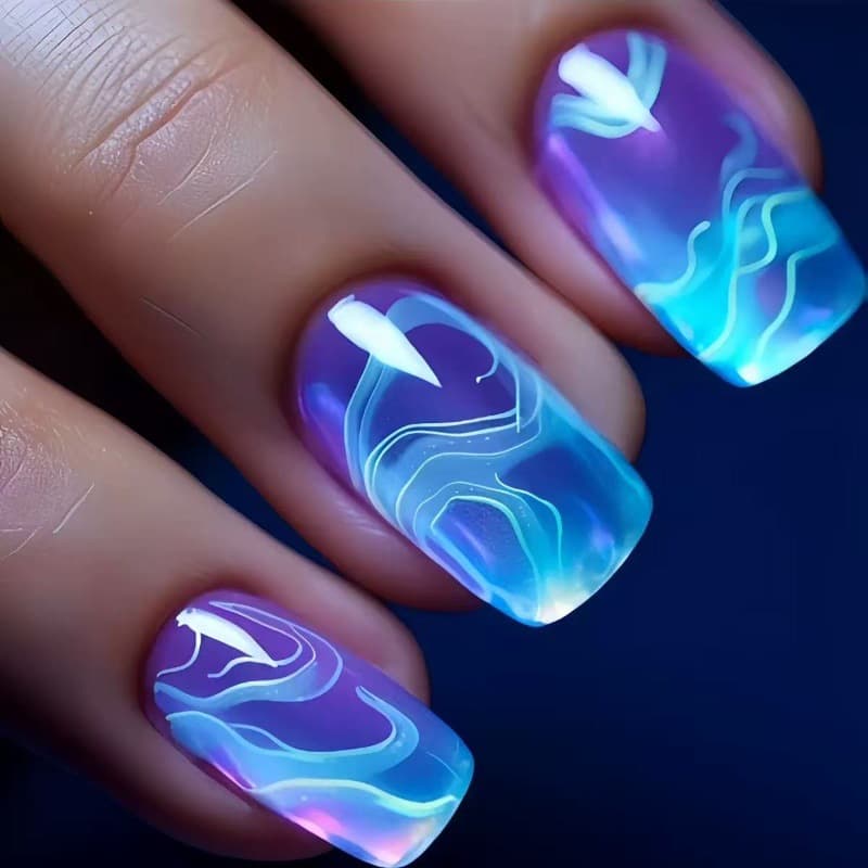Blue Ocean False Nails Cross-border Premium Personalized Wearable Nails French Square Press-On Nails