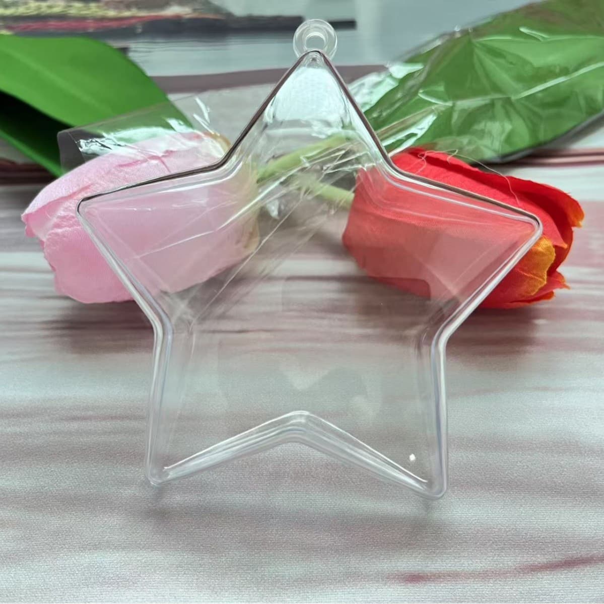 Transparent Star-shaped Acrylic/Plastic Split Hollow Balls for Kindergarten Crafts and Christmas