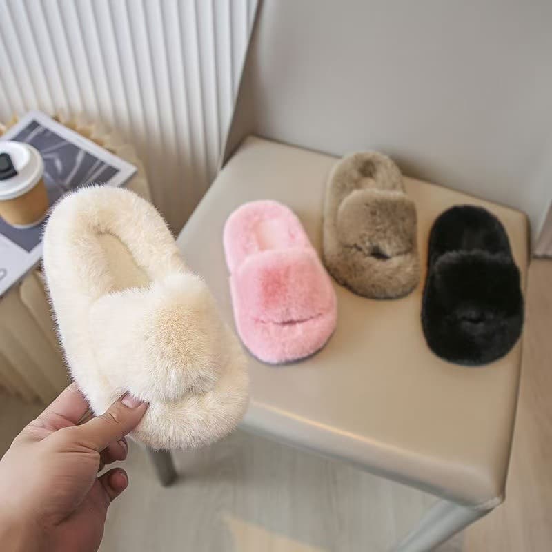2025 New Cross-Border Children's Plush Slippers, Autumn and Winter Home Warm Non-Slip Unisex Baby Cotton Slippers