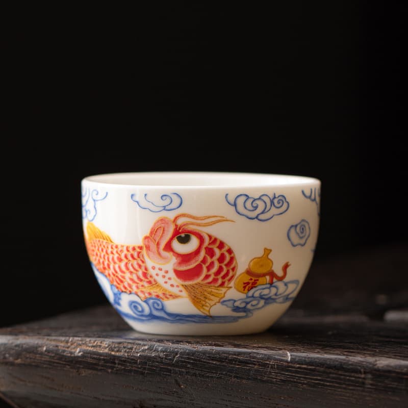 Longyu Chinese Style Ceramic Tea Cup, Tasting Cup, Host Cup, Straight Cup, Trapezoid Cup, Wide Mouth Cup, New Chinese Style Handmade Cup