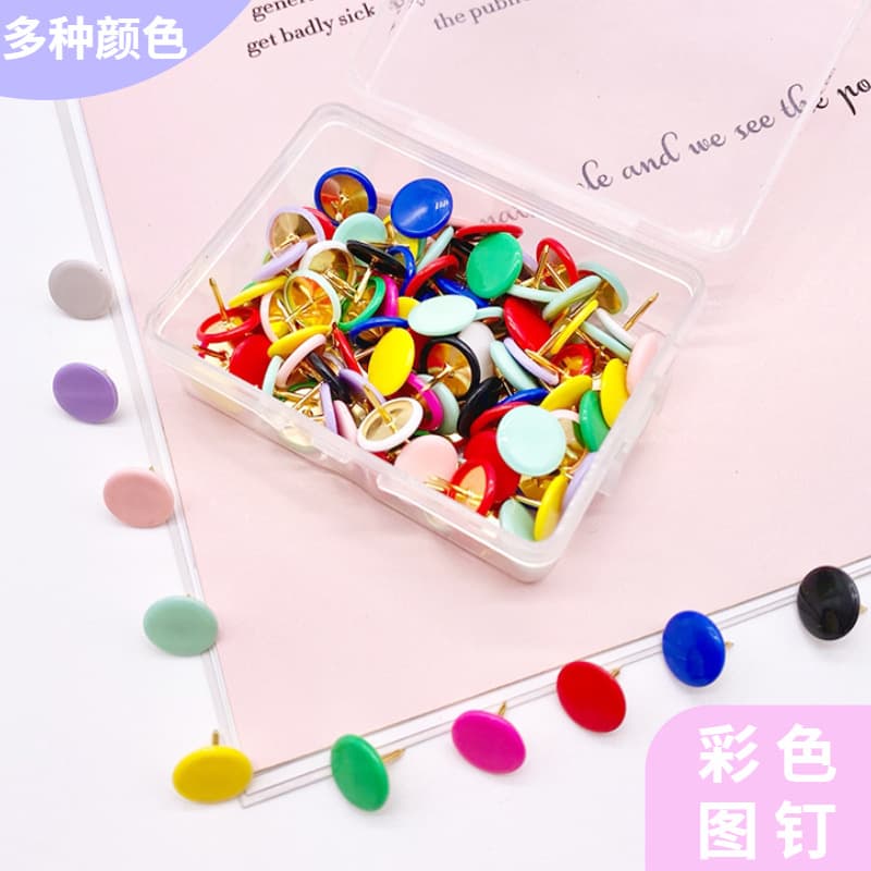 Colored thumbtacks for attaching household wall coverings, tablecloths, wallpaper, large thumbtacks, round thumbtacks, creative photo wall pins, nickel-plated thumbtacks