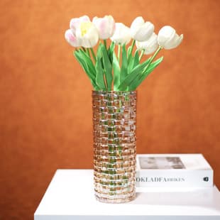 European Crystal Glass Vase for Fresh Flowers and Lucky Bamboo, Hydroponic Flower Vase, Living Room Decorative Home Ornament