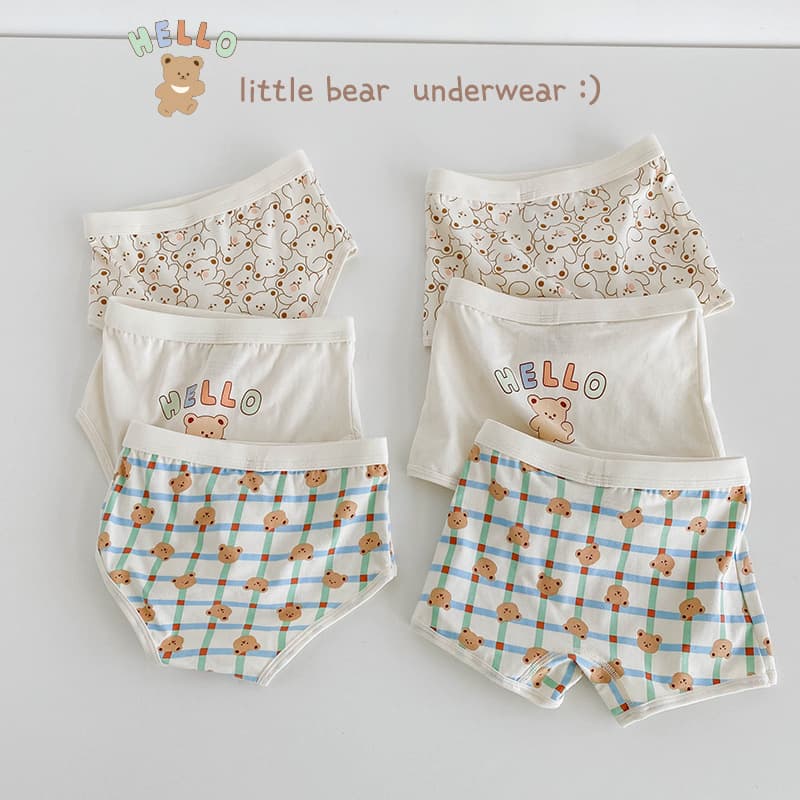 Class A Children's Underwear ZYZ Cartoon Bear Boys' Boxer Briefs Cotton Big PP Cute Triangle Boys' Underwear