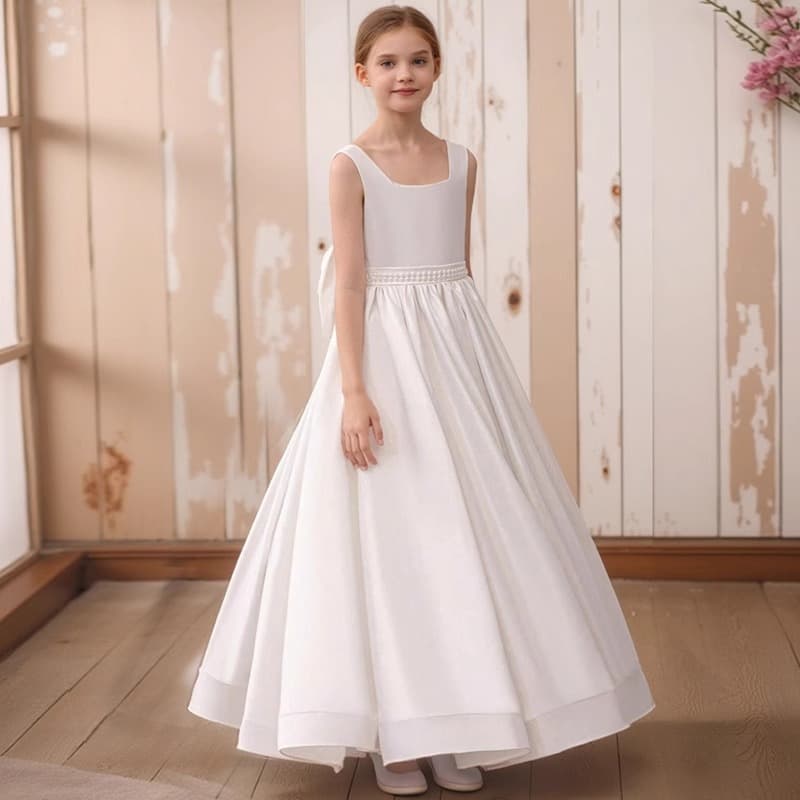 Girls' dress, princess dress, big children's white piano performance clothing, children's Children's Day host tutu skirt performance clothing