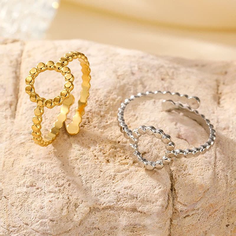 European and American retro minimalist style titanium steel ring, oil-pressed light luxury sunflower ring, versatile adjustable index finger ring