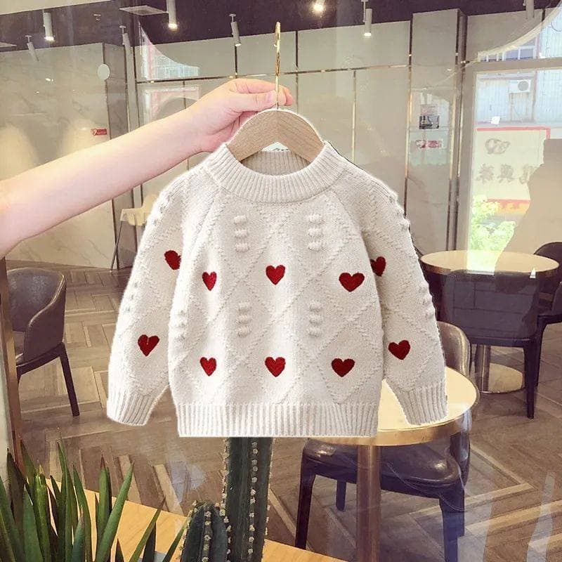 Cross-border girls' sweaters 2026 spring and autumn new style children's winter clothing foreign style love knitted baby pullover