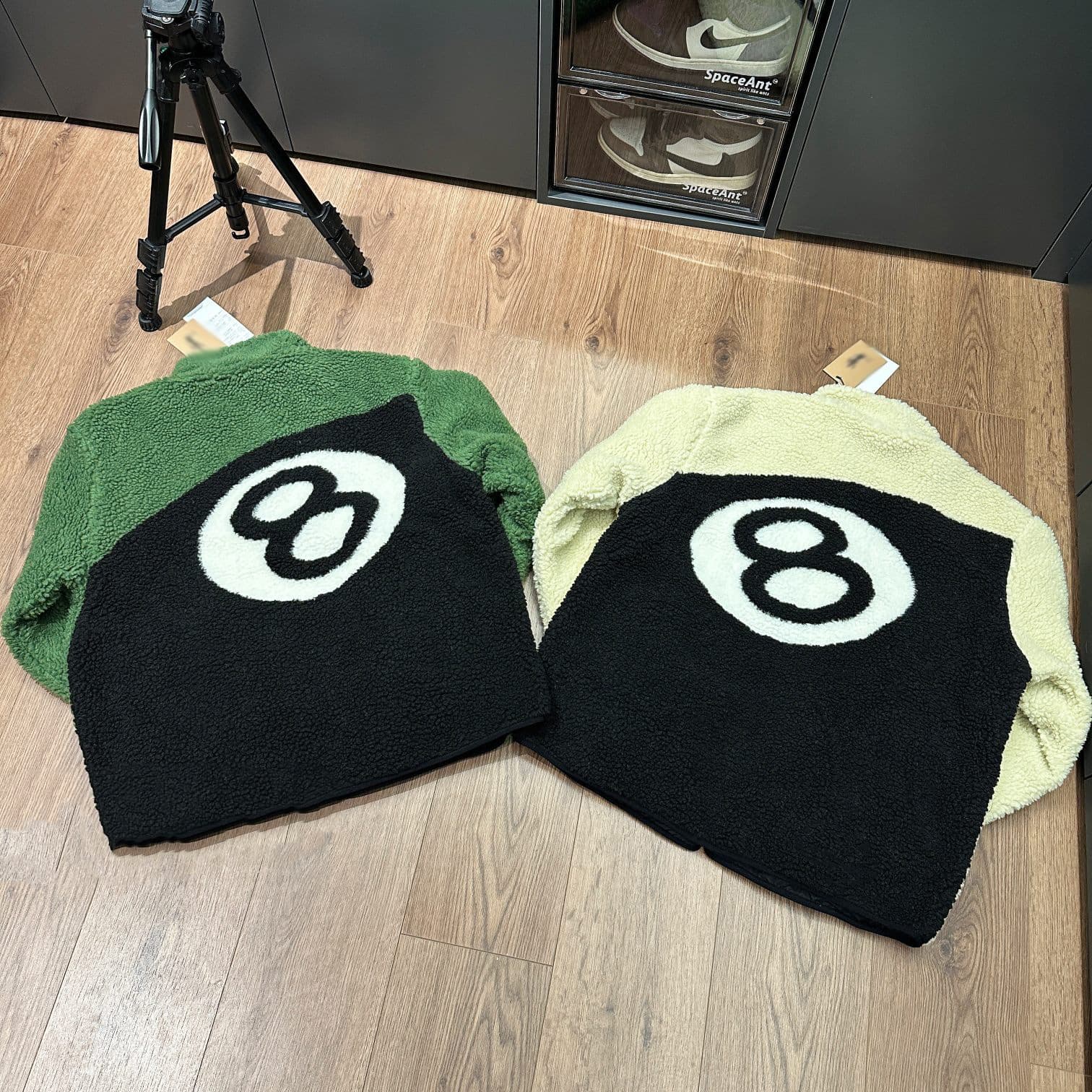 STU Fall/Winter Thick Reversible Lambswool Fleece Black 8 Ball Billiard Eight-Ball Jacket Coat for Men and Women