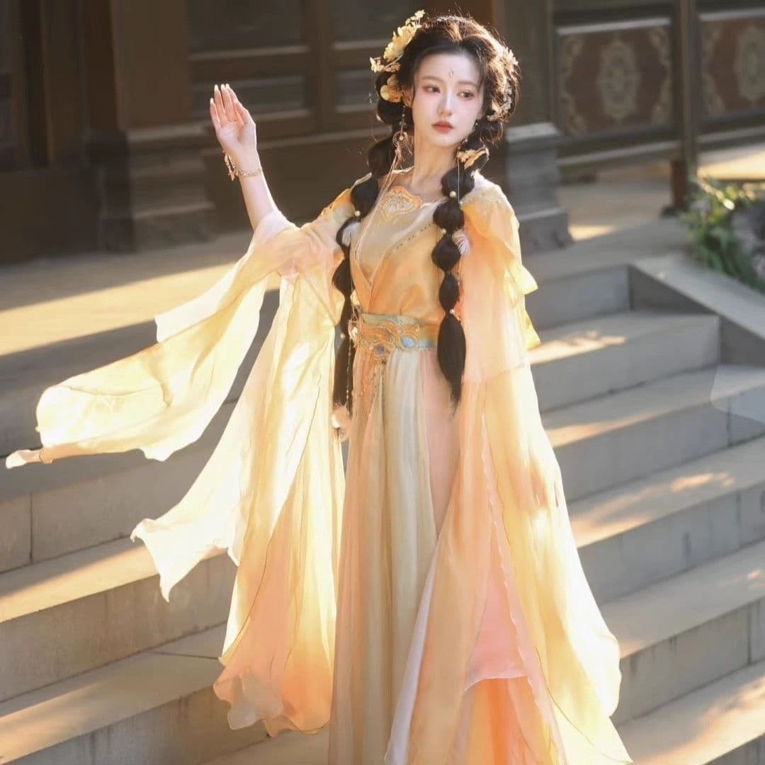 Spring Mist Ode (Golden Gauze) Fairy Wind Hanfu Women's Song Style Qi Yao New Summer Flowing Fairy Other Brands