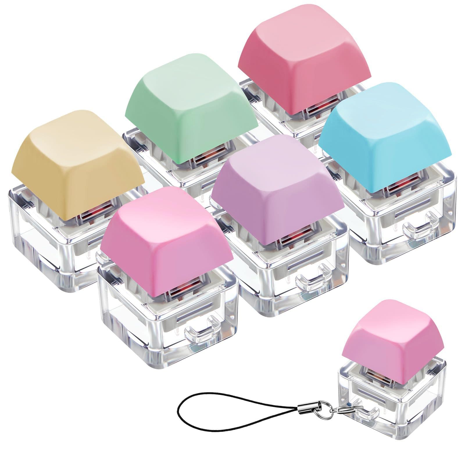 Cross-border Keyboard Fidget Toy Macaron Stress Relief Key Mechanical Keyboard Finger Fidget Keychain