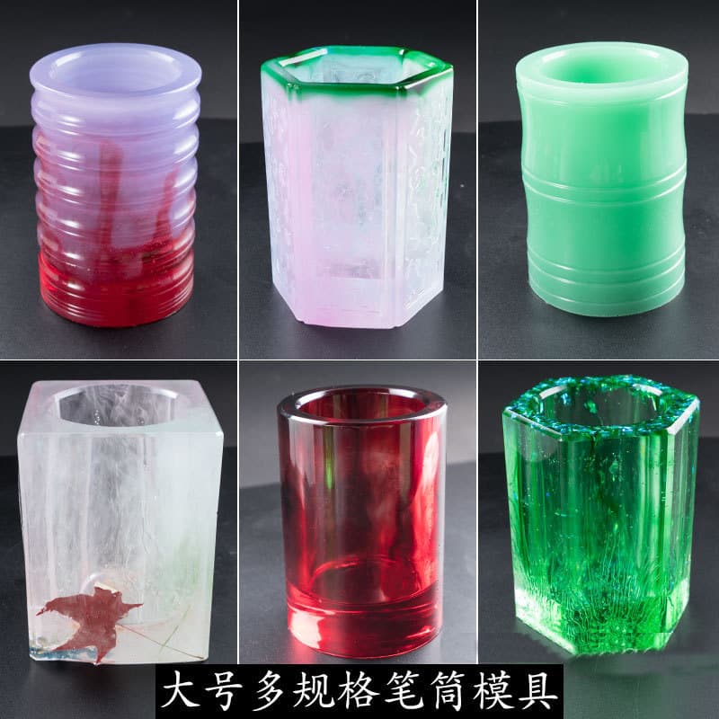 Epoxy Resin Mold Large Cylindrical Square Multi-Spec Display Stand Mold Patterned Pencil Holder Silicone Mold