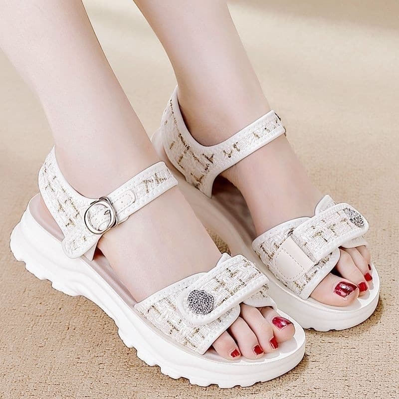 Soft Leather Sandals 2025 Summer New Beach Shoes Casual Sandals Women's Breathable Non-Slip Slide Sandals