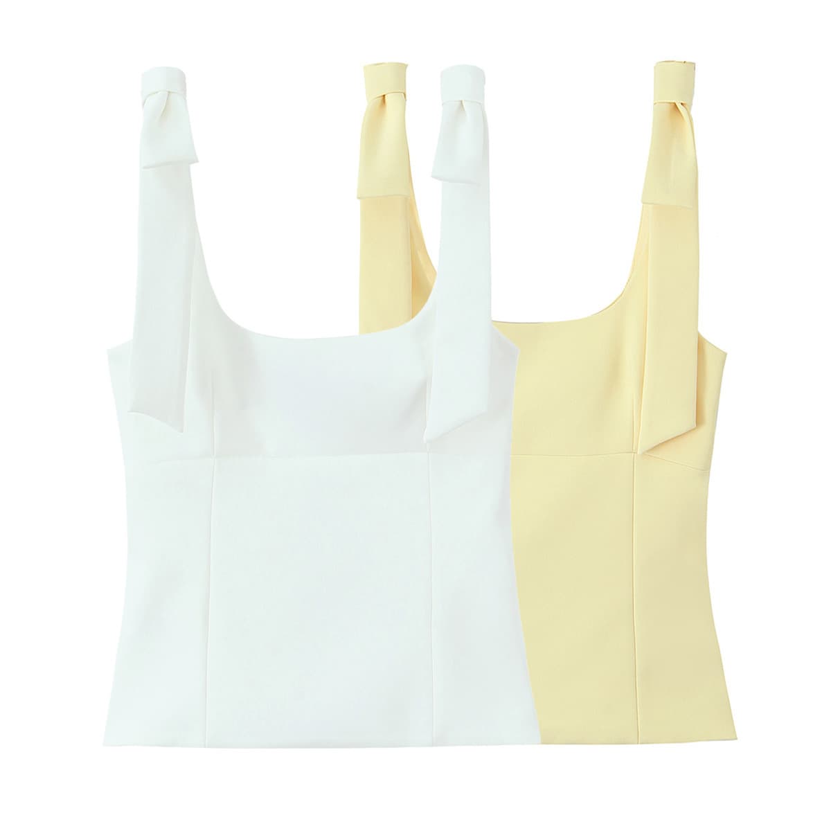 Women's Summer Wide Strap Camisole Top with Tie Design, Sweet Stretchy Short Sleeveless Blouse