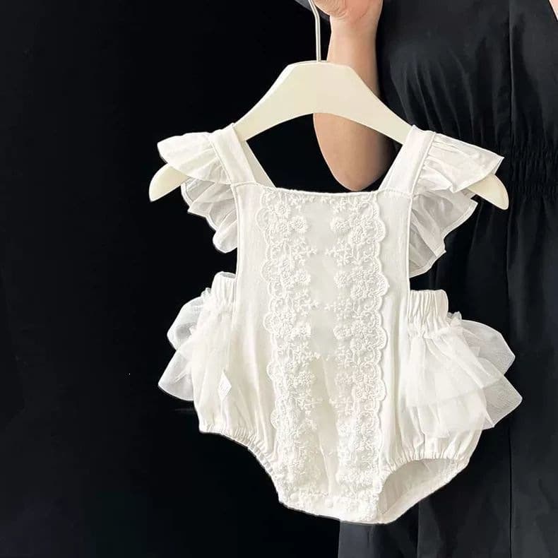 Baby summer clothes, thin coveralls, newborn baby girl jumpsuit, summer full moon backless harem for going out