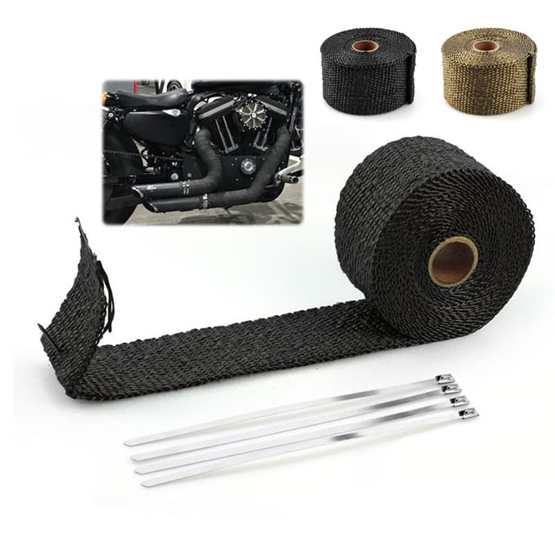 5m Exhaust Pipe Heat Shield Wrap, 10m Motorcycle Heat and Sound Insulation Tape, Fireproof Silencing Heat Barrier Cloth