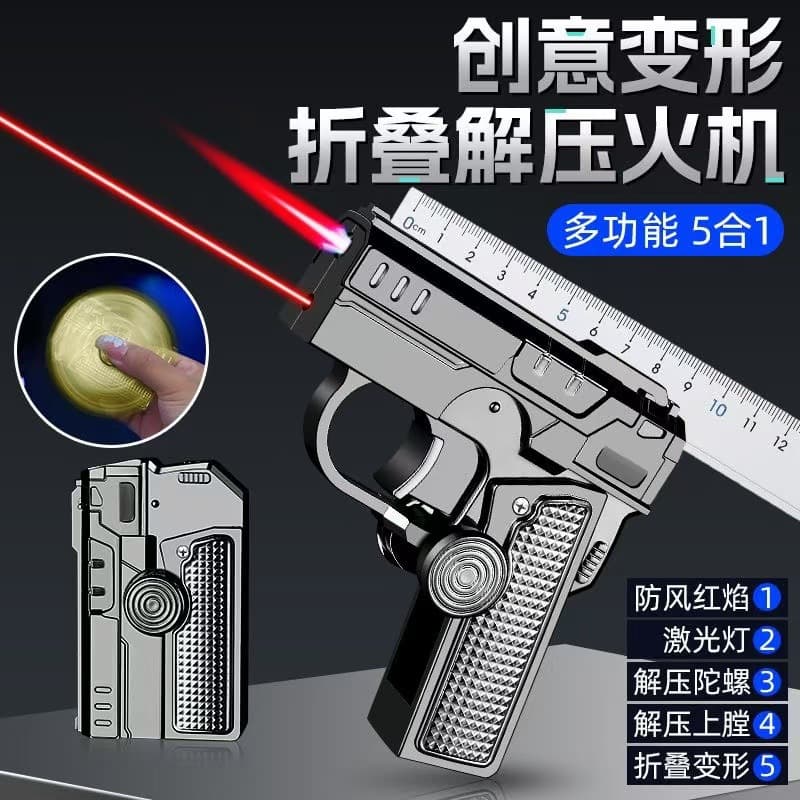 Windproof Lighter Durable 2026 New Multi-Functional Folding Stress Relief Fidget Spinner Refillable Lighter Viral Hot Style