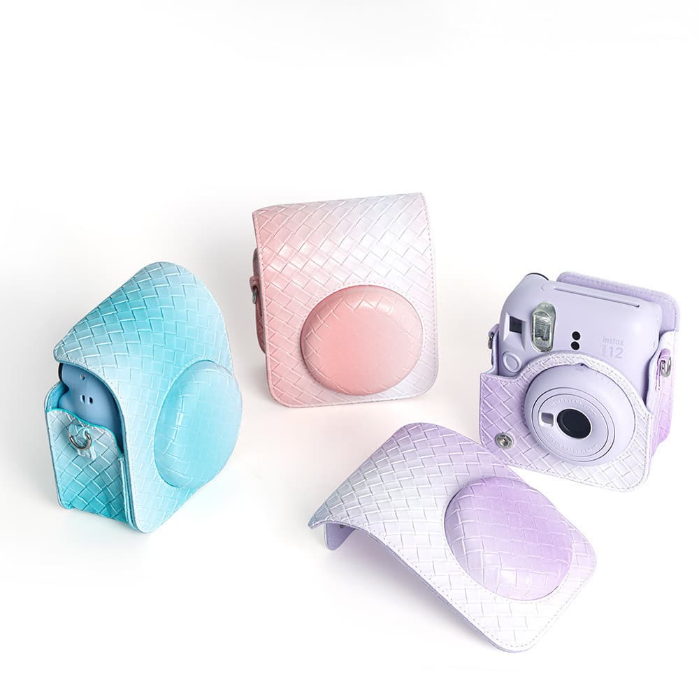 Compatible with Fujifilm Instax Mini 12 Gradient Woven Texture Camera Case, Fitted Storage Protective Cover for Digital Camera