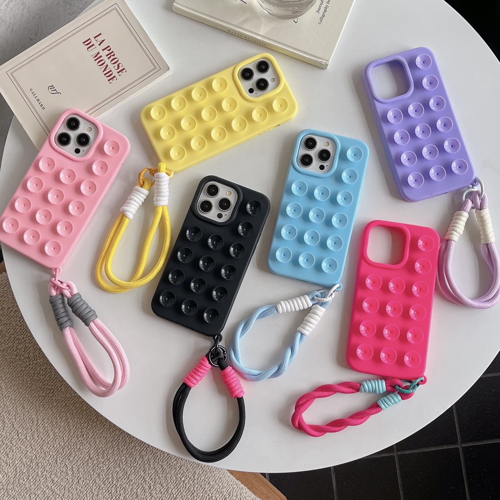 Cross-border Compatible iPhone 17 Pro Max Phone Case, Simple Suction Cup Lanyard, Apple 15/14P Silicone Protective Case