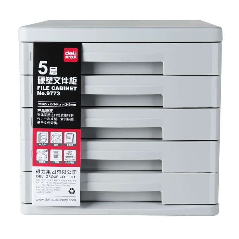 Deli 9773 Filing Cabinet, Five-Layer Hard Plastic File Cabinet, A4 File Organizer, Desktop Filing Cabinet, Drawer Cabinet