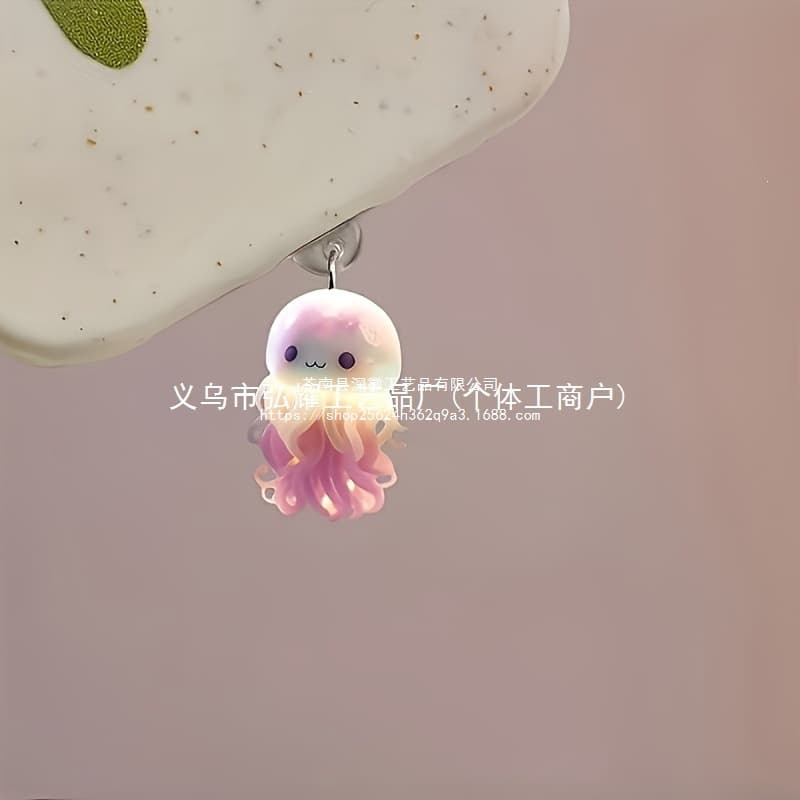 pe cartoon theme jellyfish Android cute 2D connector suitable for iPhone mobile phone dust plug TyC Yu Hongyao