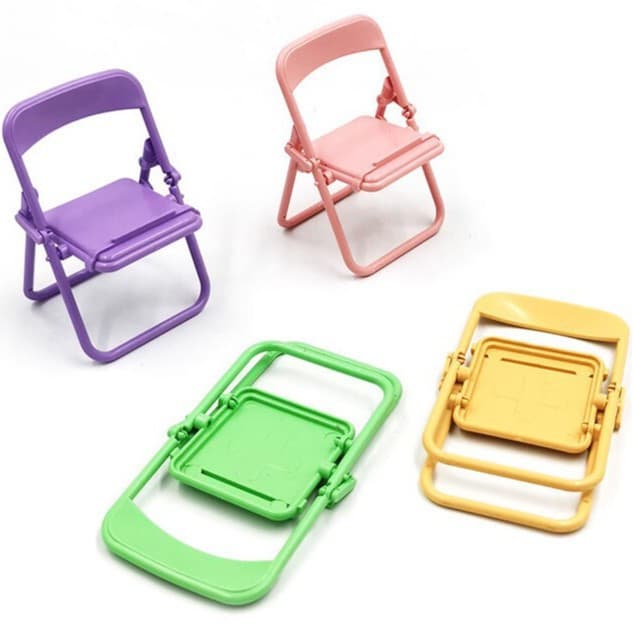 Creative Folding Chair Desktop Phone Stand Macaron Color Stool Holder Decorative Portable Lazy Stand