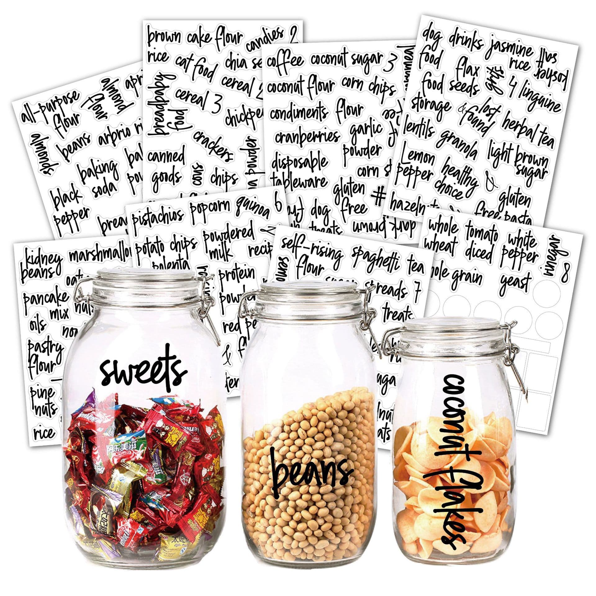 168-piece Food Pantry Bottle Jar Storage Labels Waterproof Oil-proof Seasoning Label Stickers