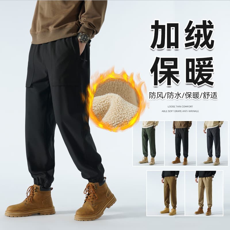 Thickened Fleece Lined Waterproof Windproof American Style Hiking Trousers for Men And Women Outdoor Mountain Climbing Pants
