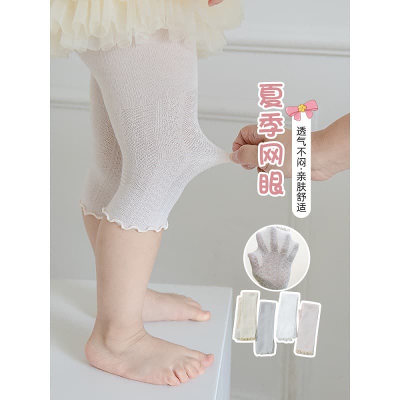 2024 New Girls Mesh Capri Leggings Summer Thin Cotton Mosquito-Proof Breathable Toddler Kids Tights