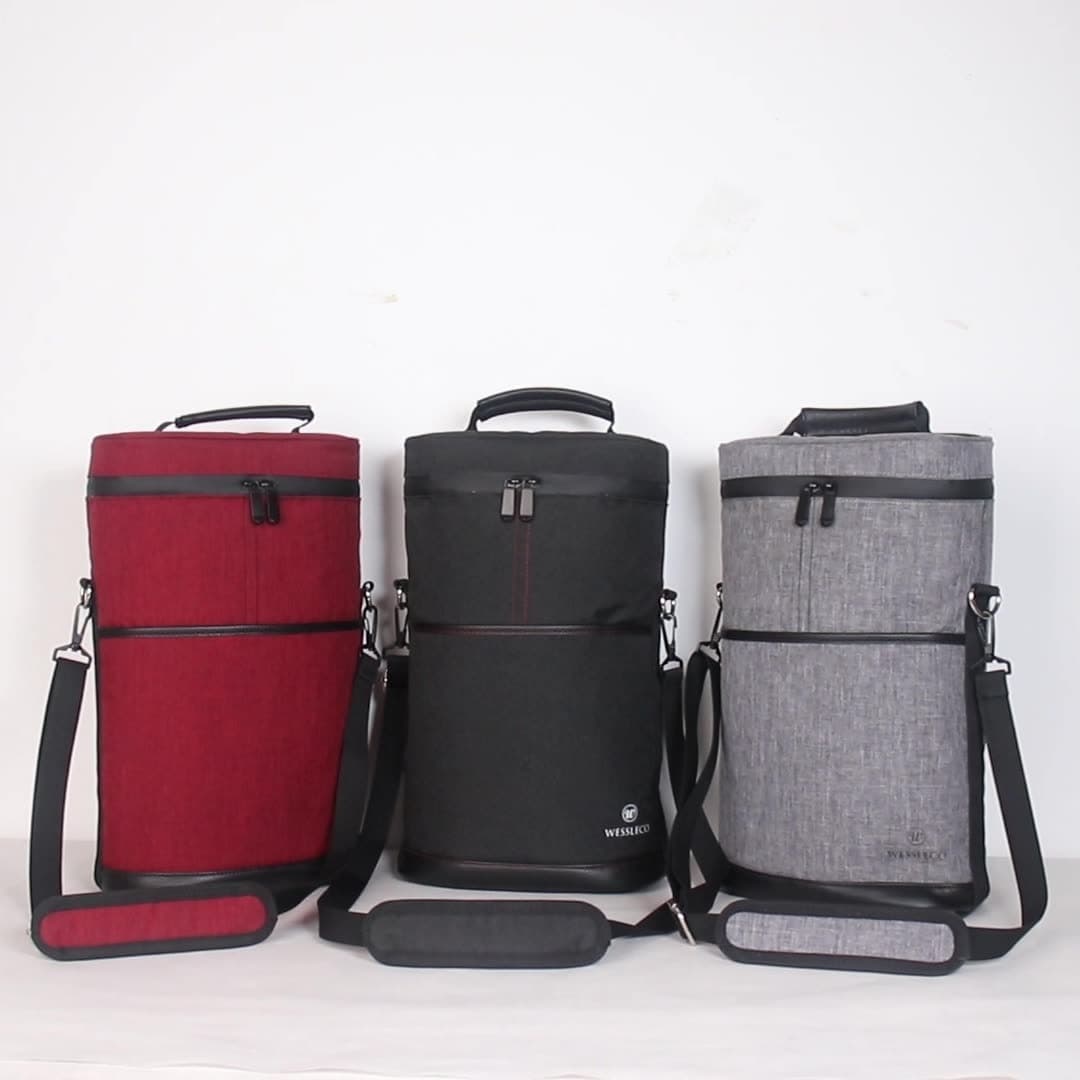 Outdoor Camping Oxford Cloth Handheld Round Barrel Ice Pack Wine Multi-Functional Picnic Bag Red Wine Bag Portable Quick Cooling