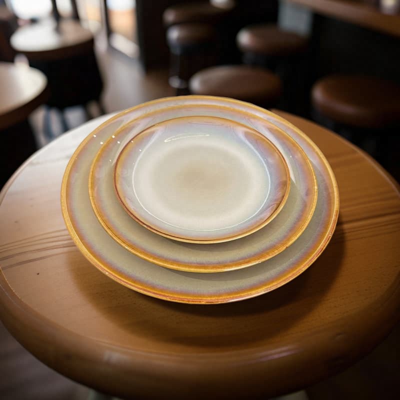 Cross-border Trade Final LZ Land Warehouse Ceramic Tableware Honey Brown Glazed Flat Dish Soup Plate Ceramic Single Piece