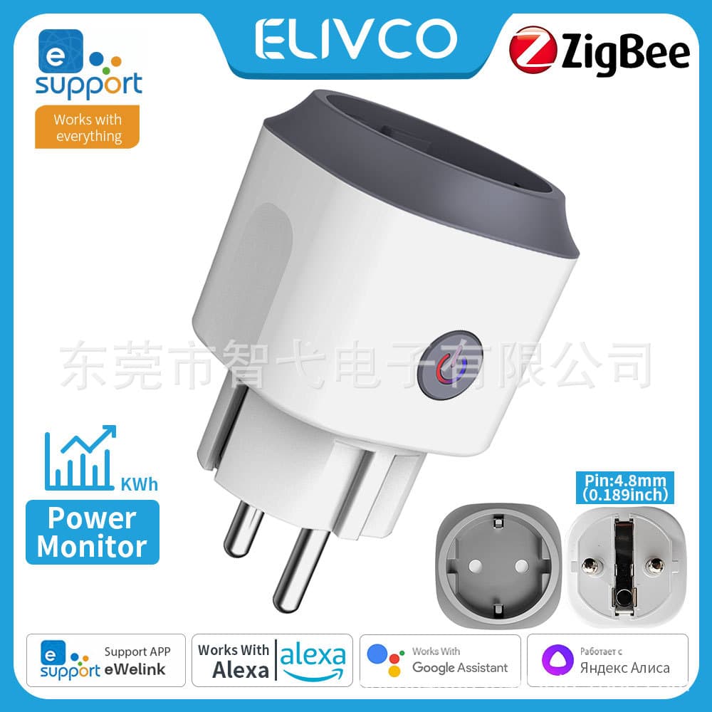 Zigbee eWeLink Smart Plug EU Plug with Energy Monitoring, Mobile APP and Voice Control