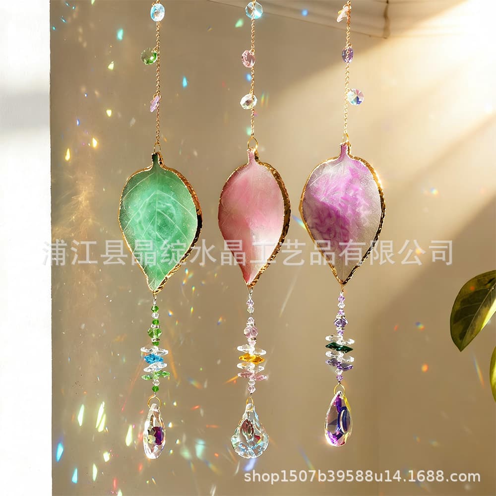 Resin Leaf Crystal Suncatcher