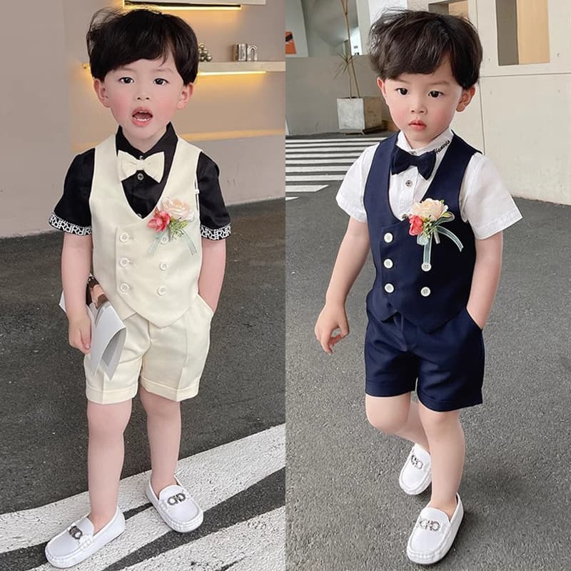 Children's suit, boy's dress, summer flower girl, British style, little presenter, piano performance suit, handsome suit