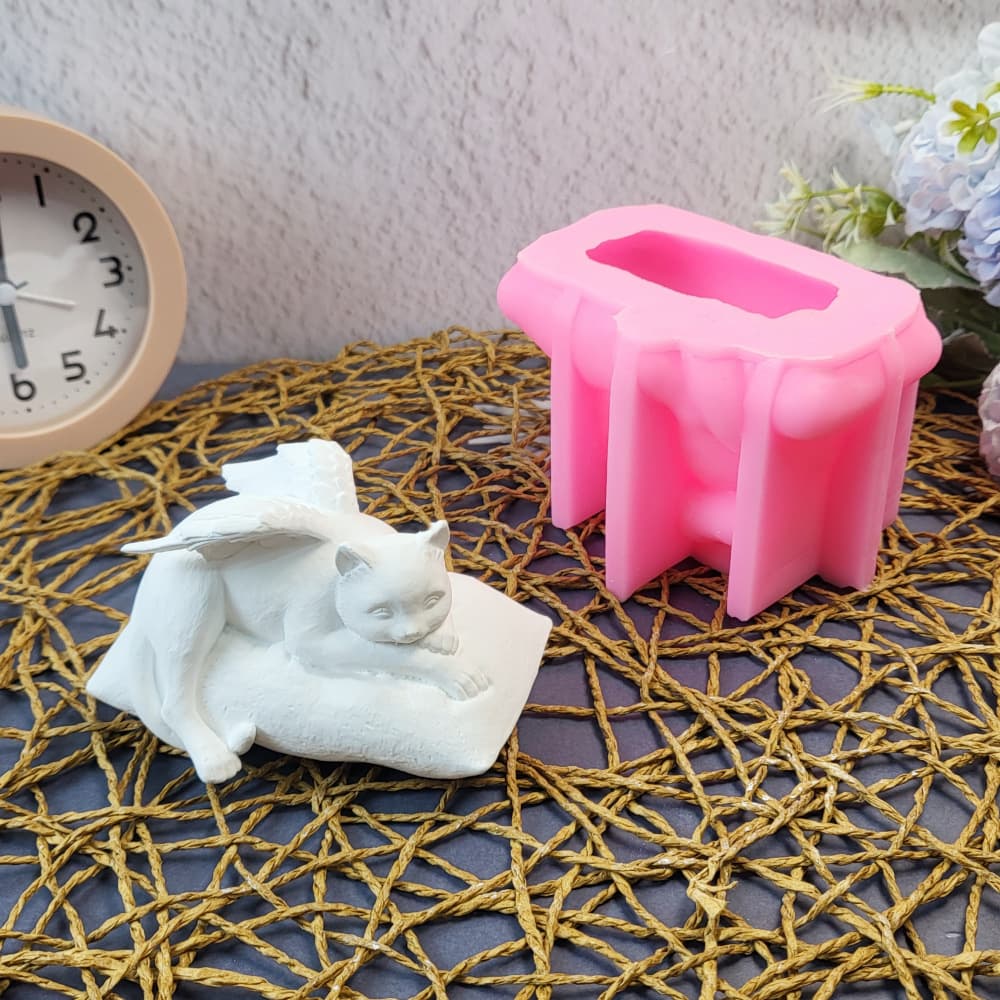 Angel Cat Ornament Silicone Mold DIY Cement Plaster Ornament Silicone Mold W0557