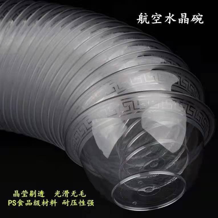 Crystal Bowls Disposable Thick Transparent Aviation Dessert/Soup Bowls for Home BBQ and Salad Serving