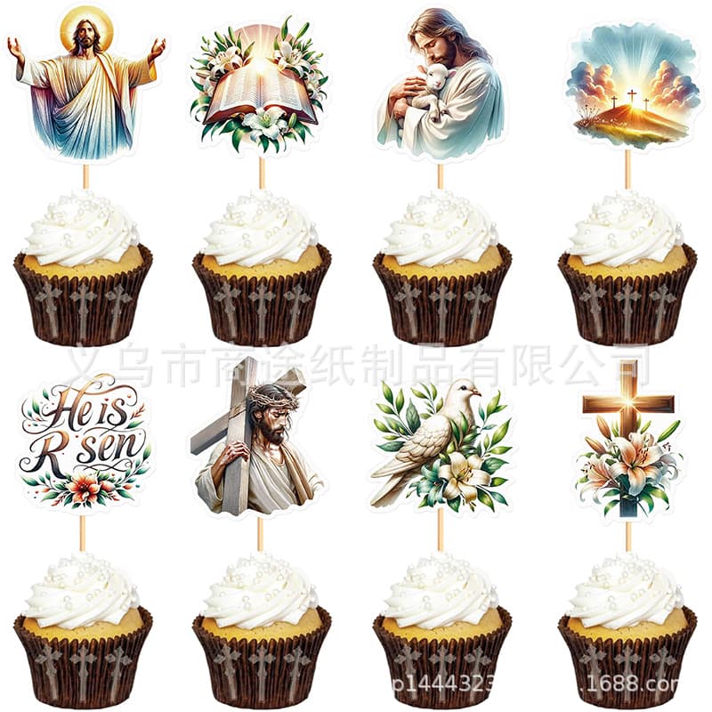 Cross Baptism Theme Baby Shower Birthday Cake Decorations, Holy Communion Dove Cake Toppers