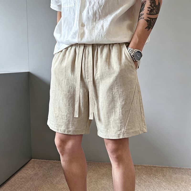 Old Money Style Linen Knee-Length Shorts for Men Summer Beach Shorts Trendy Student Sports Outdoor Breathable Cool Casual Shorts