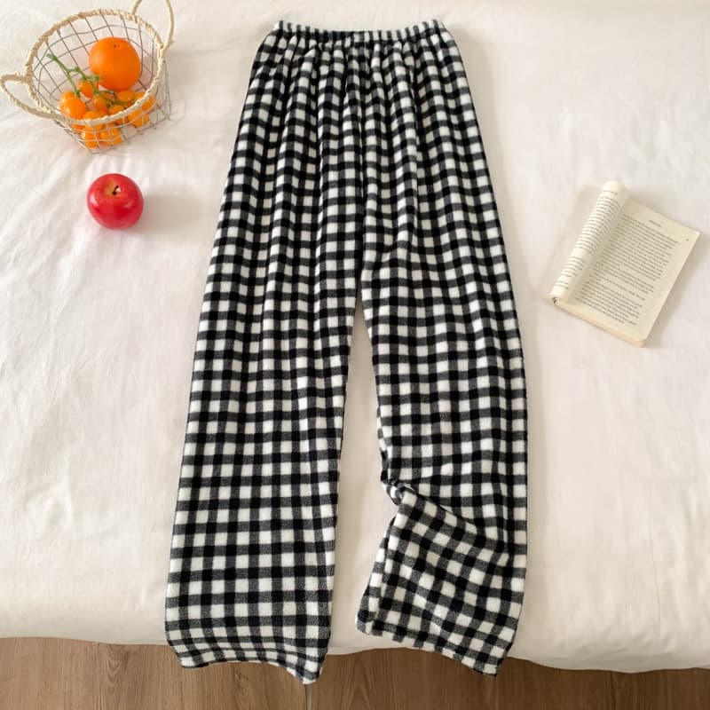 【Flannel Pants】High volume, great price flannel sleep pants for women, autumn/winter, wearable outside, Korean cartoon home warm single pants