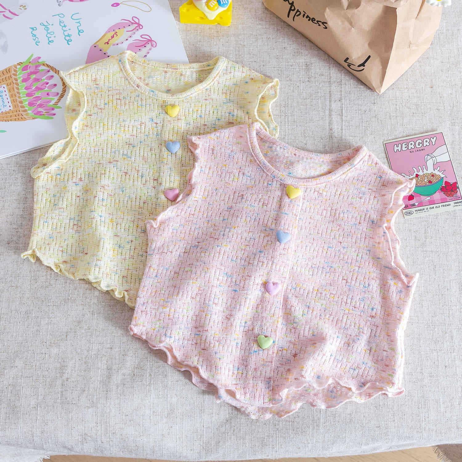Girls' Chic Sweet Fashion T-Shirt Base Layer Kids 2026 Summer New Sleeveless Vest Top