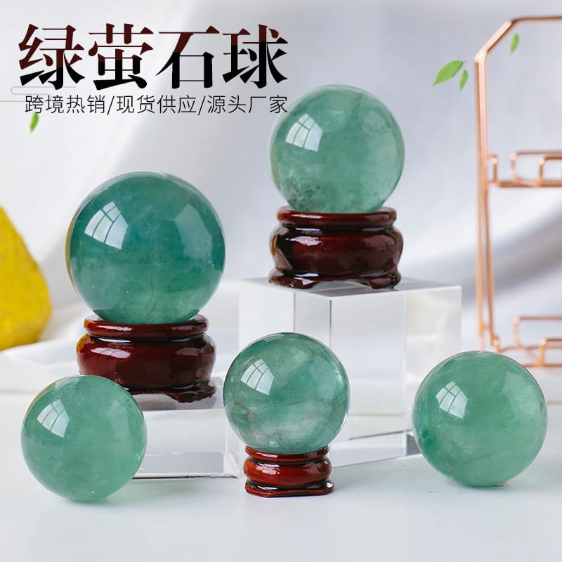 Natural Green Fluorite Crystal Ball Ornament, Polished Green Crystal Raw Stone for Office and Home Decor, Wholesale from Manufacturer
