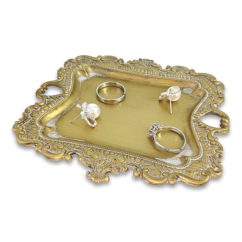 European Vintage Distressed Metal Jewelry Plate Ring Holder Jewelry Storage Plate Accessory Plate Dressing Table Desktop Tray