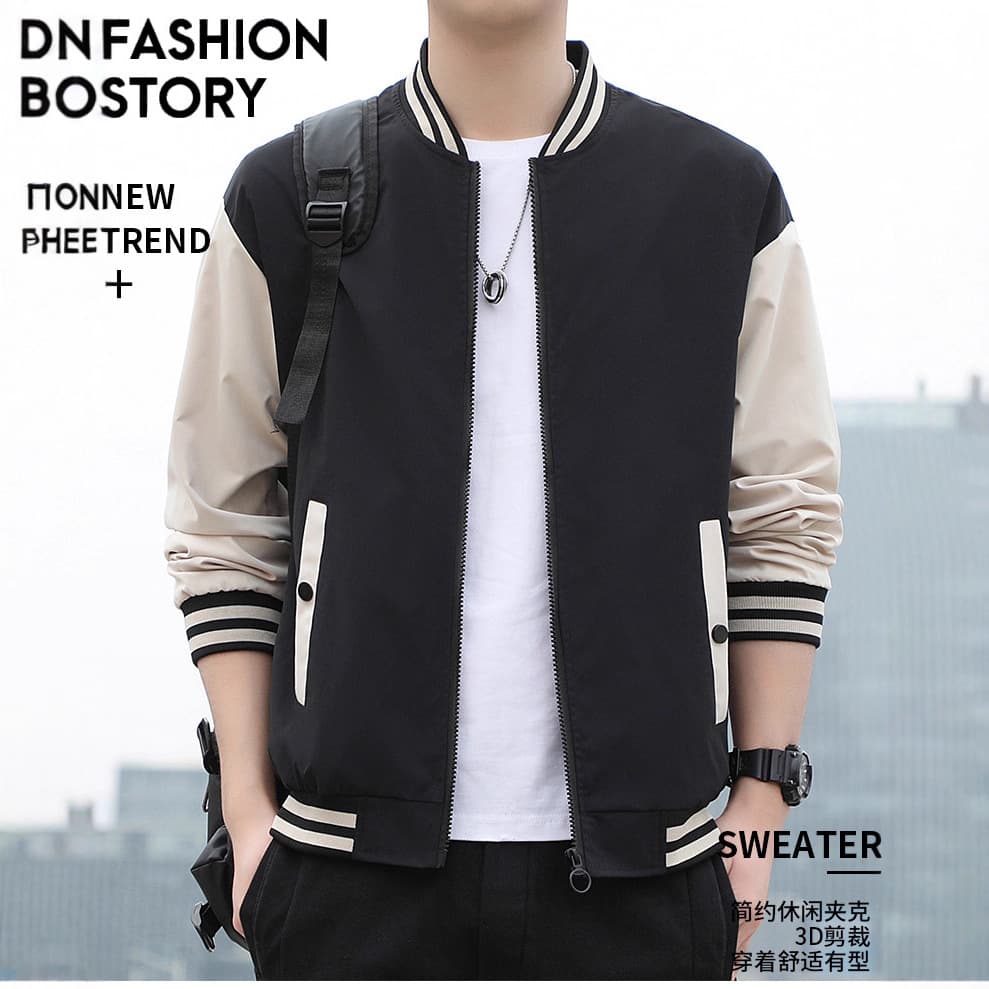 Trendy baseball collar sport color-blocked baseball jacket cardigan, custom class uniforms, workwear, stand-up collar jacket custom.