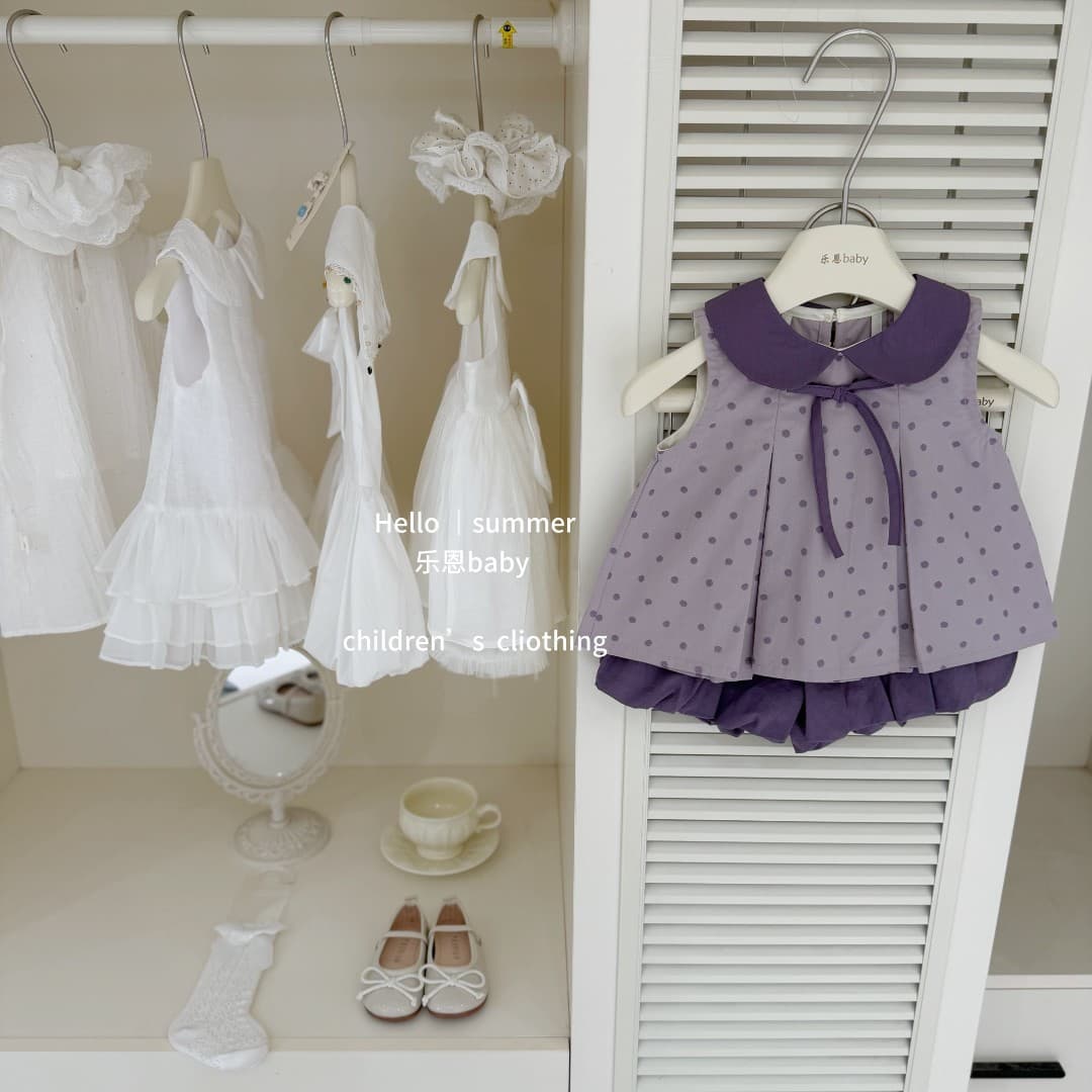 【Leenbaby】Potato mud bobo! Original baby girl sweet doll collar vest flower bud shorts fashion set
