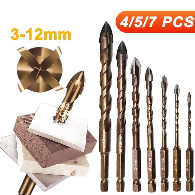 Factory wholesale 3-12mm cross hexagonal tile drill bit overlord cross drill alloy triangular drill bit glass drill bit